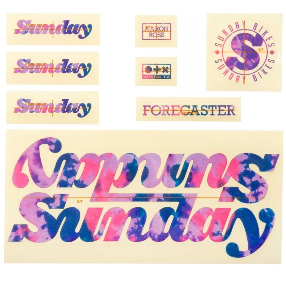 COPY - SUNDAY BMX CLASSY LOGO BICYCLE STICKERS TIE-DYE AARON ROSS
